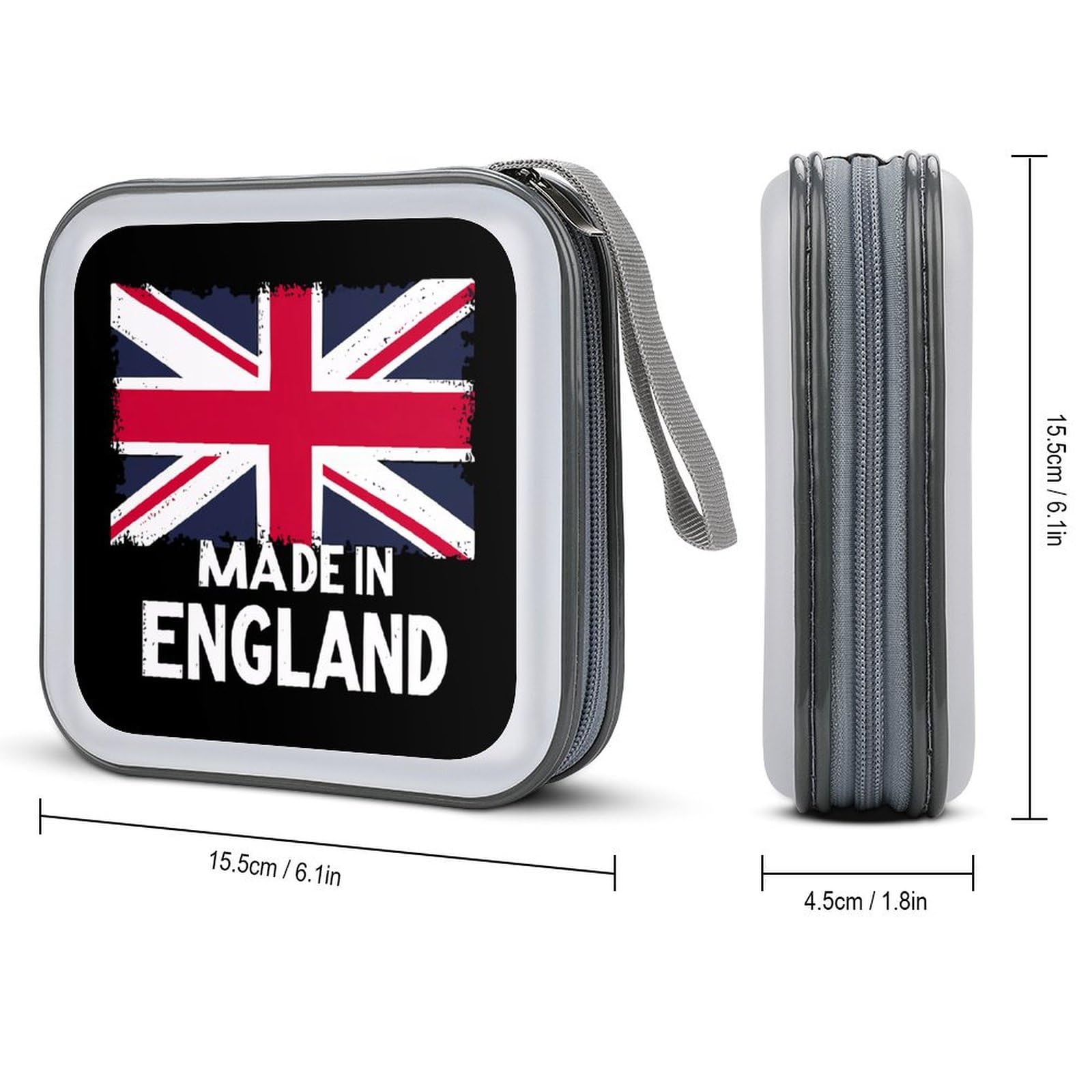 Made in England British Flag Union Jack CD Case Portable DVD Holder Storage Organizer for Home Travel