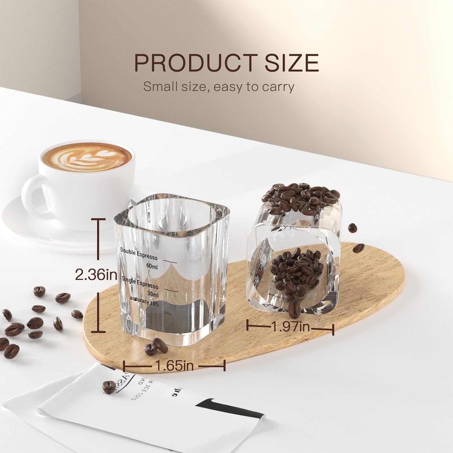 Espresso Machine 20 Bar, 2 in 1 Espresso Maker with Milk Frother Steam Wand for Latte and Cappuccino, Powder and Capsule Portafilter 2 Pack Shot Glasses Measuring Cup, 2oz