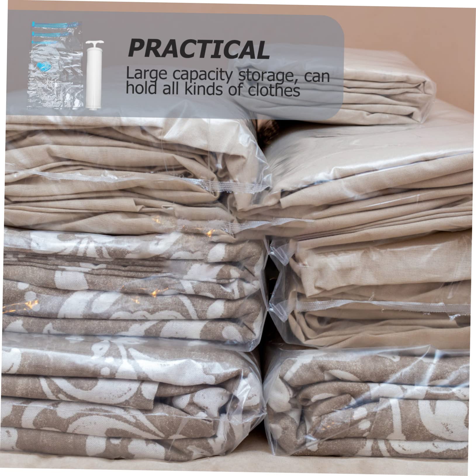 Sacchetti Sottovuoto da Viaggio 10 Pezzi Pompa Manuale | Pet e Pe, Tre Misure 30x50, 50x70, 70x100 Cm, Riutilizzabili, per Casa e Soggiorno