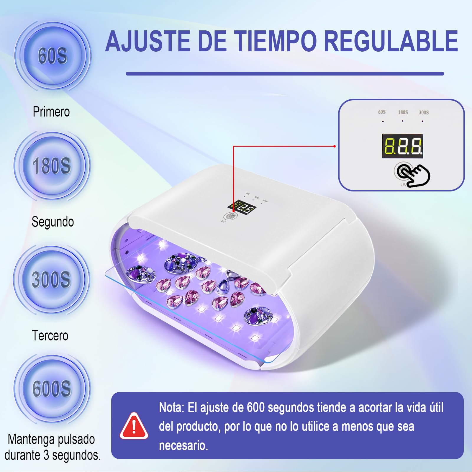 Lámpara de Resina UV de Doble Cara Lámparas de Curado de Resina Lámparas UV de 48W para Curado Rápido con Pantalla LED Lámpara para Bricolaje, Moldes