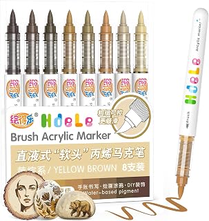 Guangna Brown Acrylic Paint Markers, Brush Tip Acrylic Paint Pens for Pumpkin Paint, Christmas Art, Rock Painting, Wood, Glass, Ceramic, Canvas, Stone, DIY Crafts