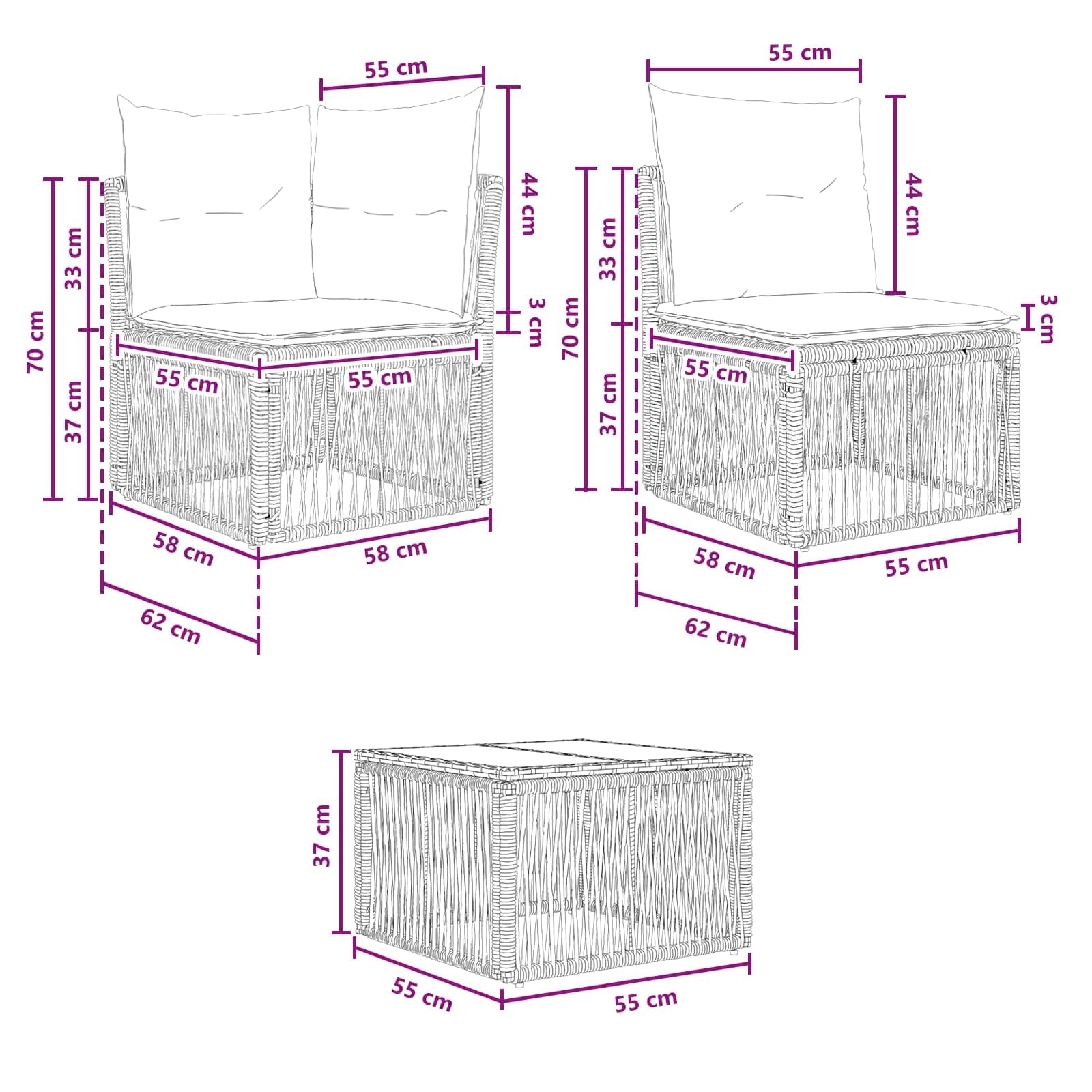 Set di divani da giardino in polyrattan, 11 pezzi, grigio | Gruppo lounge modulare per terrazza e giardino con comodi cuscini e struttura robusta per un massimo di dieci persone.