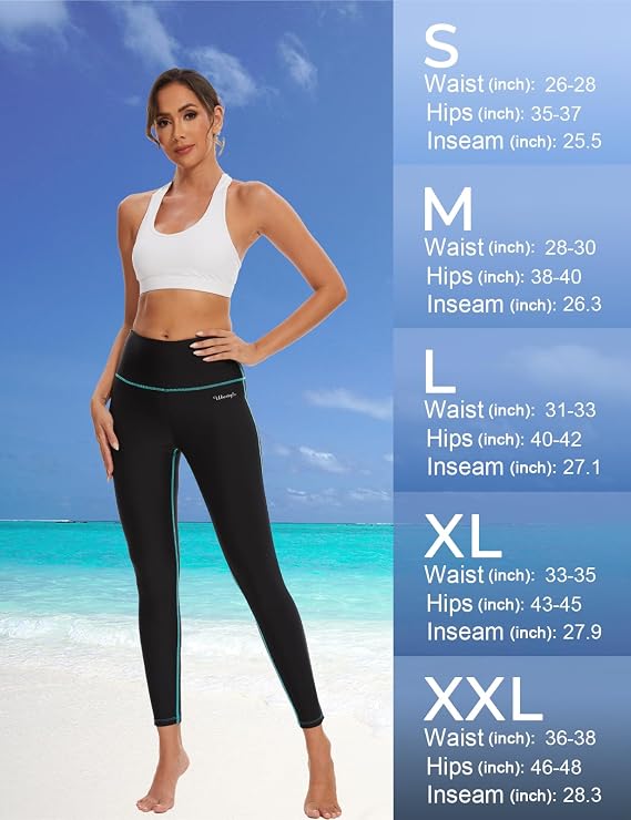 Ubestyle UPF 50+ High Waist Women's Swim Pants Swim Leggings Swimming Tights Rash Guard Pants Sun Protective