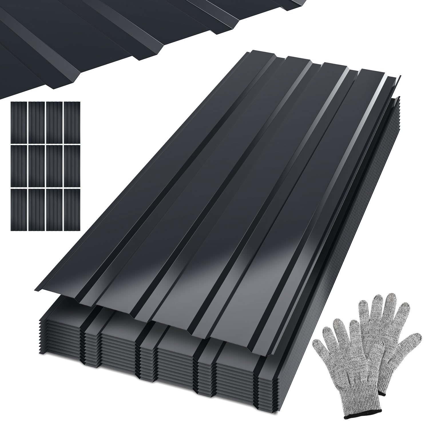 Chapas Trapezoidales para Techo 24 Piezas, 115 × 45 cm, Chapa de Acero, aprox. 12 m², Chapa Ondulada para Caseta, Carport, Cobertizo, Antracita