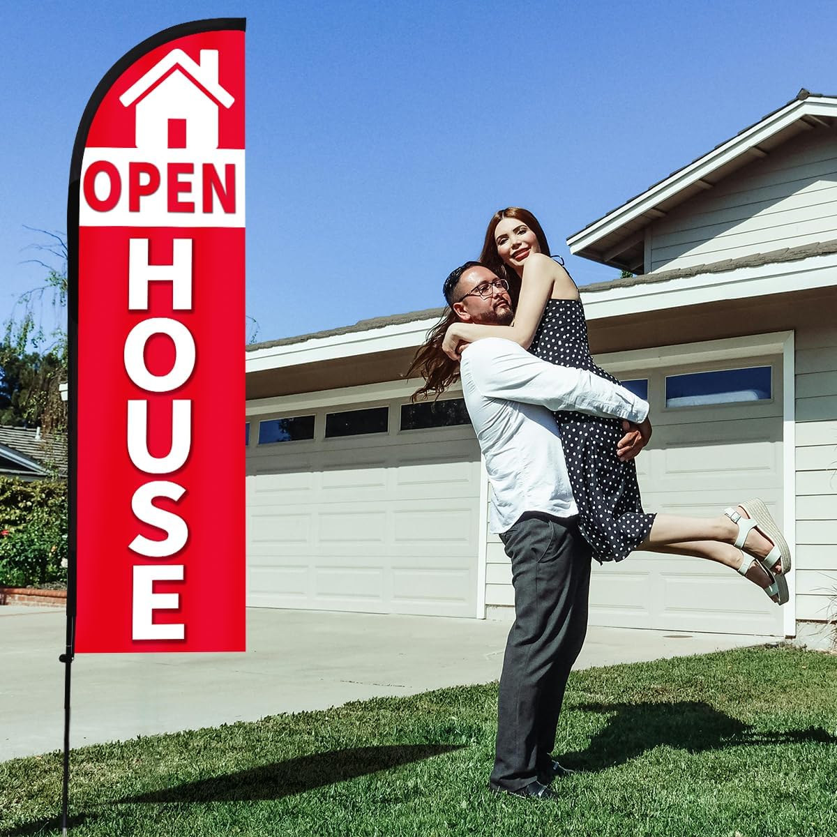 Open House Feather Flag, 8.2ft Open House Flag with Aluminum Pole and Ground Stake, Open House Signs for Real Estate for Outside Swooper Flag Advertisng Feather Banner (Red) - Image 8