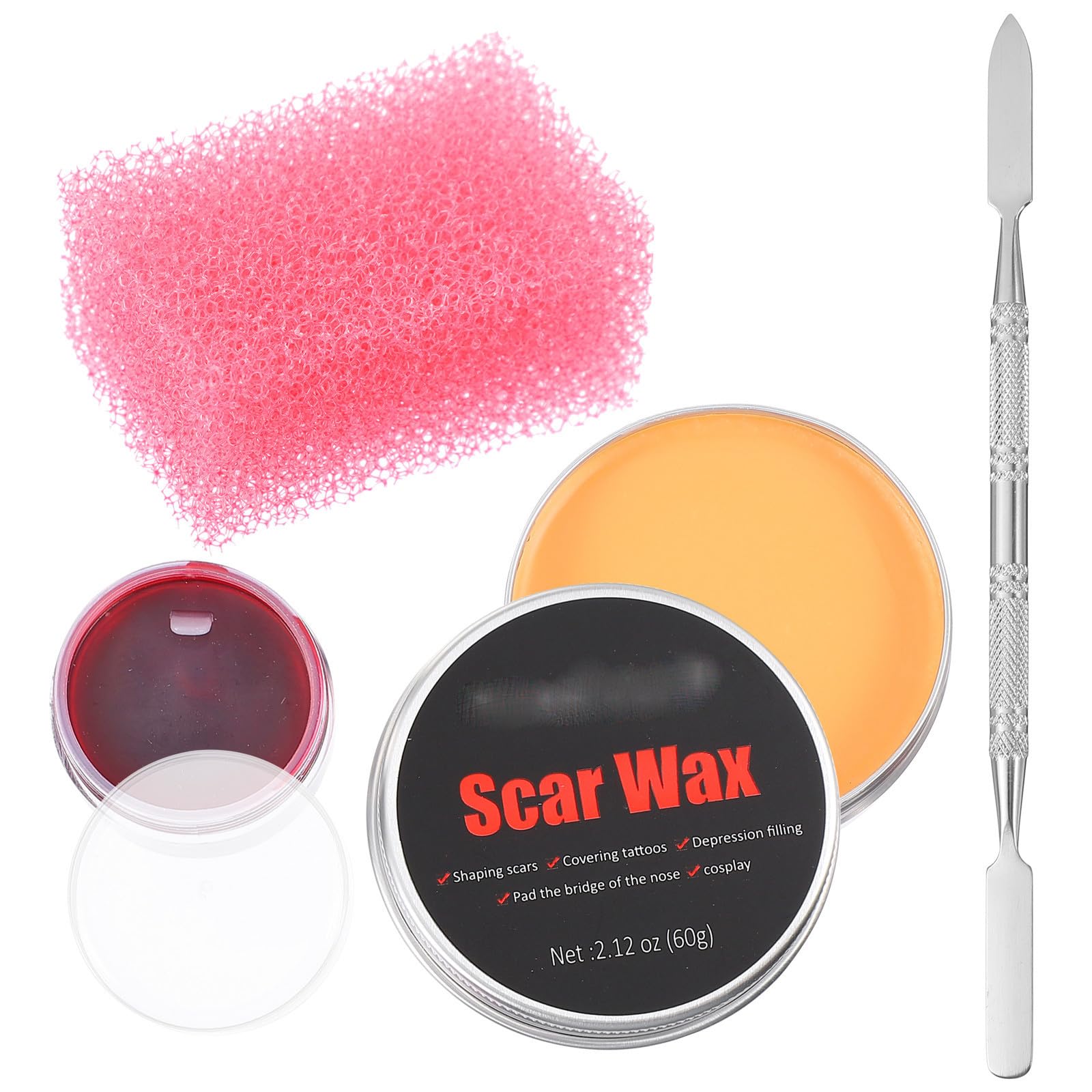 12 Piezas Kit de Cera para Cicatrices 60g, Sangre Falsa
