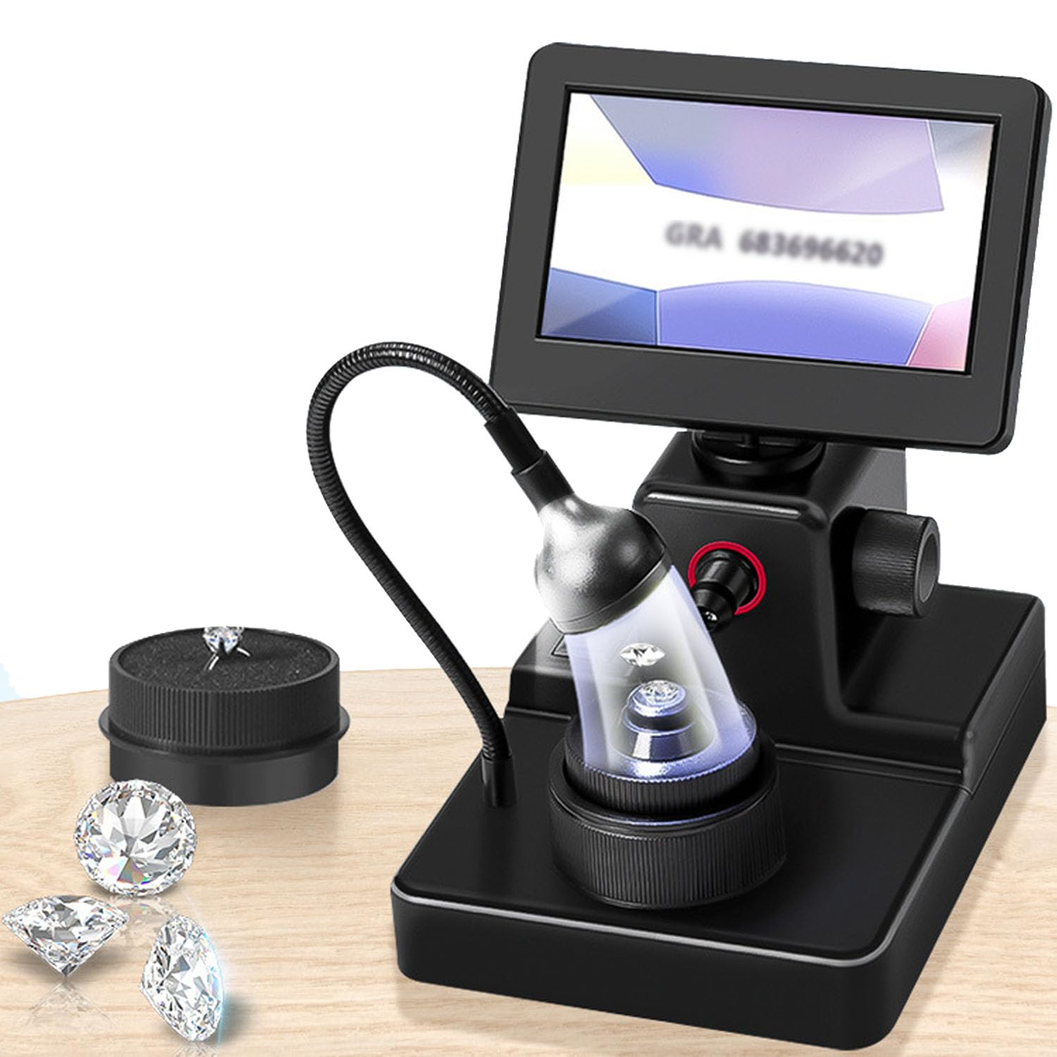 Microscopio digitale 1500x con schermo LCD da 4,3 pollici, illuminazione a LED per un'identificazione accurata, ideale per test di monete e gioielli con diamanti