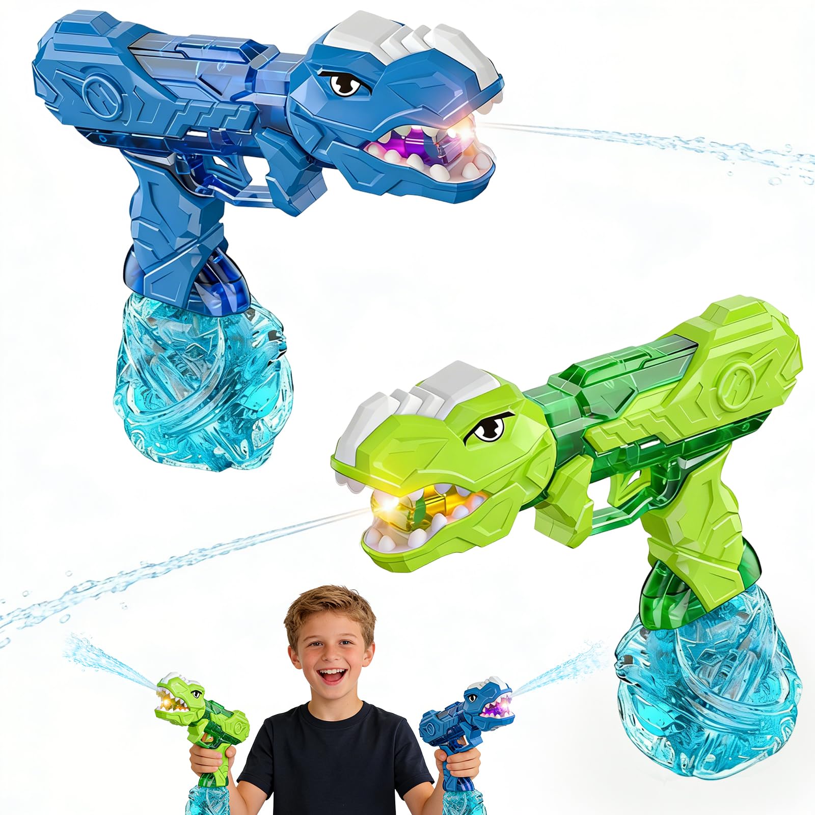 2 Pezzi Pistola ad Acqua Elettrica Per Bambini, Pistole ad Acqua con luci ed Effetti Sonori, Portata di 7-8M Electric Water Gun Giocattolo Blaster ad Acqua per Feste Estive Giardino Piscina Spiaggia