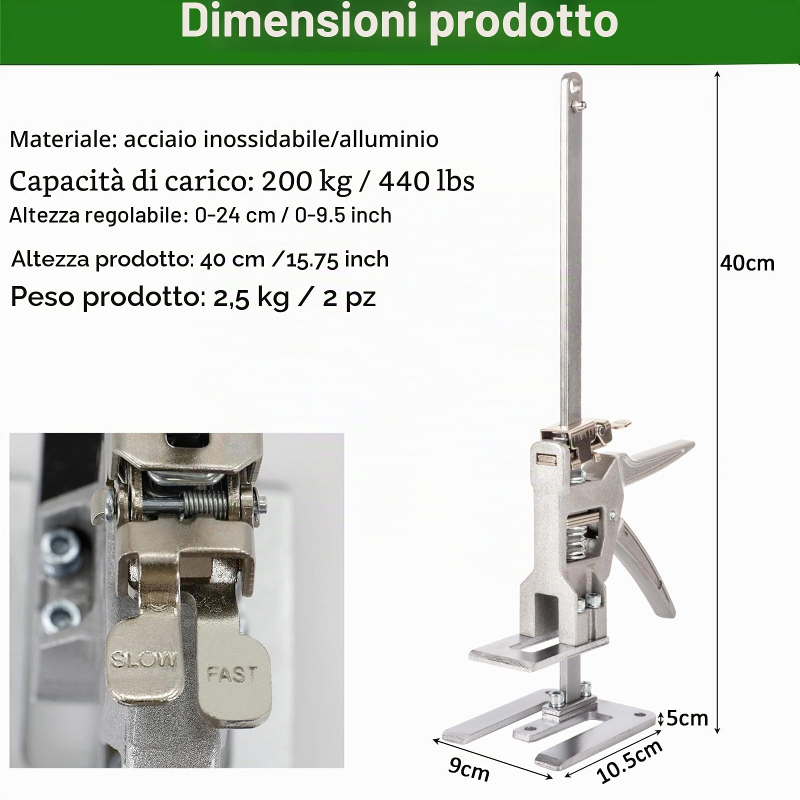 2 pezzi Sollevatore di Bordo Resistente,Strumento di Serraggio di Precisione del Braccio Multifunzione Cartongesso per Riparazioni Antiscivolo,Porta Uso Bordo Sollevatore Armadio Jack,400kg