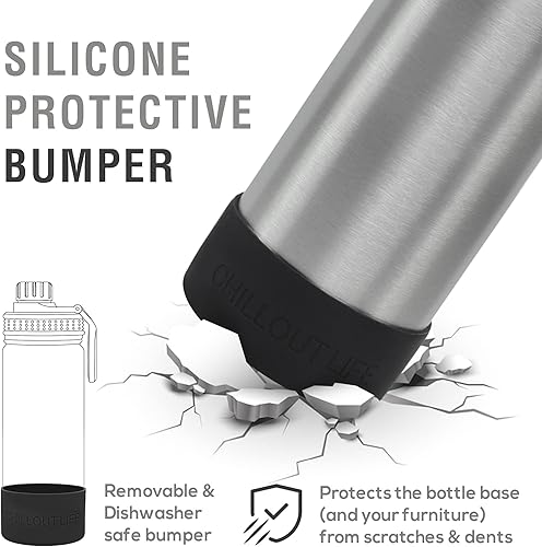 Miniatura 4 de CHILLOUT LIFE Botella de agua aislada para niños de 17 onzas para la escuela con tapa de boquilla a prueba de fugas y bonitas calcomanías