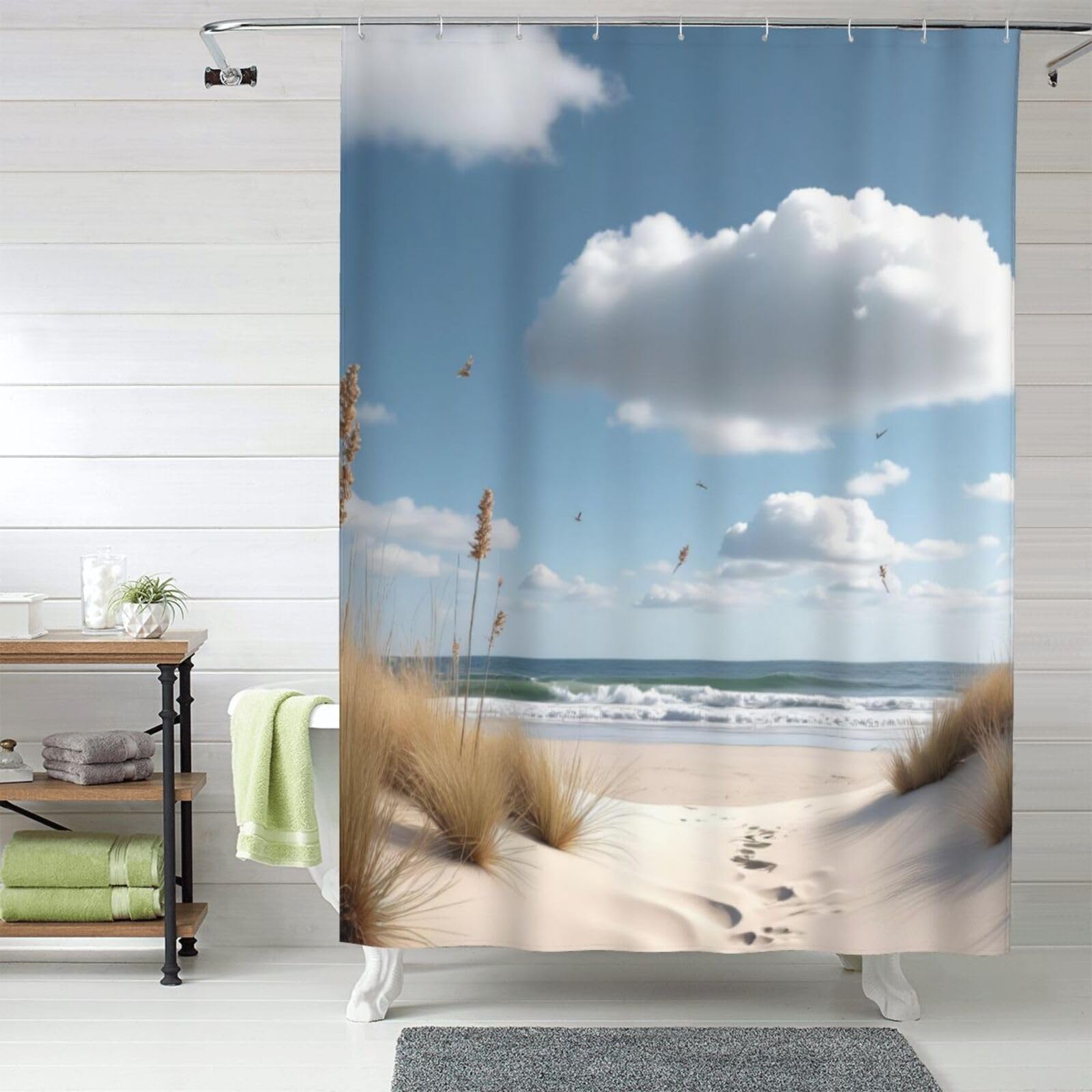 Rideau de douche anti-adhérence en tissu épais lavable 152x183cm