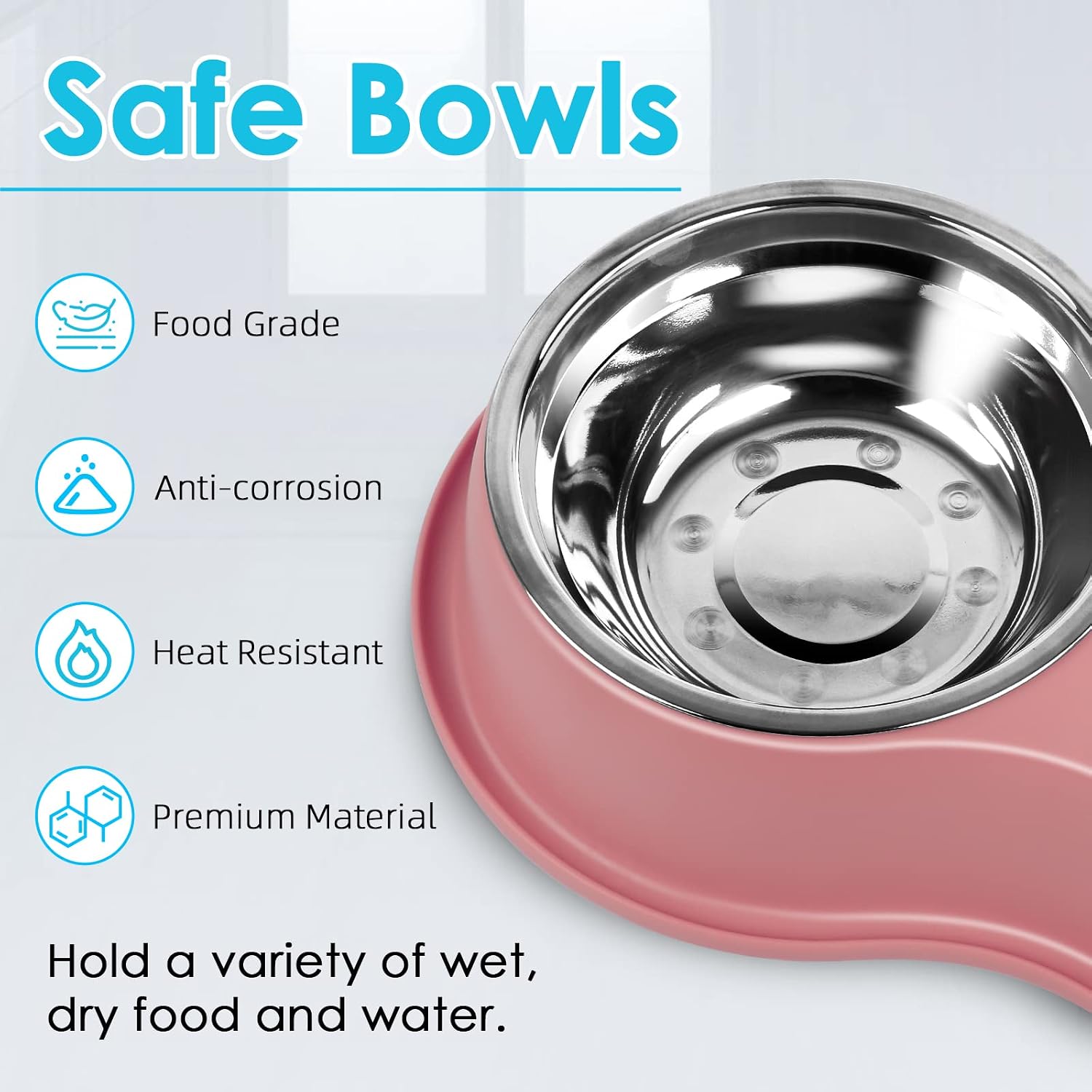Epetslove Stainless Steel Dog Bowls Double Non-Slip Dog Water and Food Bowl image 4