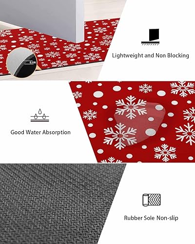 Miniatura 3 de Tapete de baño con copos de nieve de Navidad para bañera, antideslizante, de secado rápido y absorbente, tierra de diatomeas, fregadero, dormitorio,