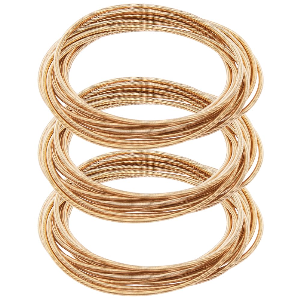 SUNNYCLUE 1 Box 45Pcs Guitar String Bracelet Spring Bracelet Wire Gold Stackable Summer 2-1/4 Inch Steel Screw Openable Memory Wires Loops for Jewellery Making Bracelets Supplies DIY Women Craft Decor