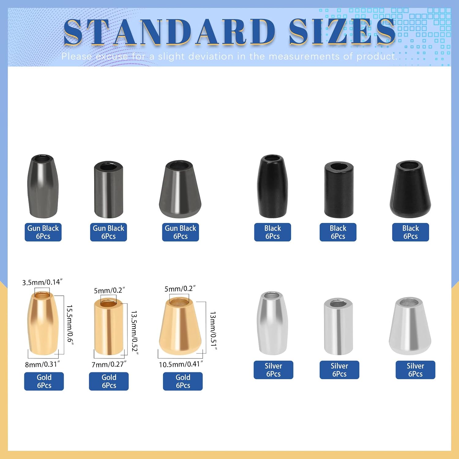Glarks 72pcs 3 styles Cord Ends Stopper Metal Bell End, 4 Colors Cord Ends bell Lock, Bell End Stopper, Drawstring Rope Stopper for Lanyard Clothes Backpack DIY