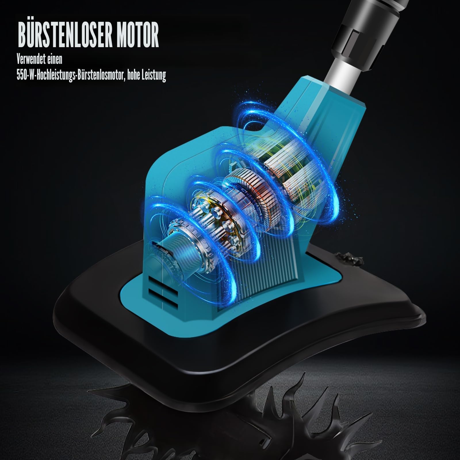 Akku-Bodenhacke für Makita 18 V Akku, Motorhacke mit bürstenlosem Motor, höhenverstellbar, Arbeitsbreite 20 cm, Arbeitstiefe 15 cm, für Garten und Hof (ohne Batterien)