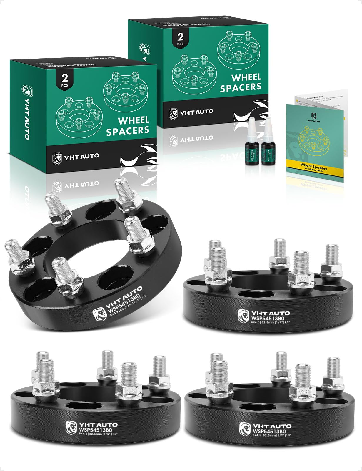 YHTAUTO 5x114.3 Wheel Spacers 1.5 Inch Fits ZJ KJ YJ TJ XJ MJ, Wrangler 1983-2018 Explorer Ranger Edge Grand Cherokee Liberty, 4PCS 5x4.5 5 Lug Tire Spacers with 1/2inch-20 Studs, 82.5 mm Center Bore