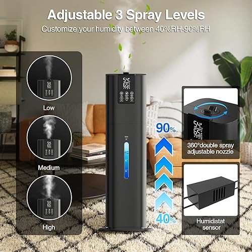 Miniatura 5 de Smart Humidifiers Large Room Bedroom Home, 2.11Gal(8L) Quiet Top Fill Cool Mist Humidifier, Smart App & Remote Control, 3 Speed Humidifier with 360