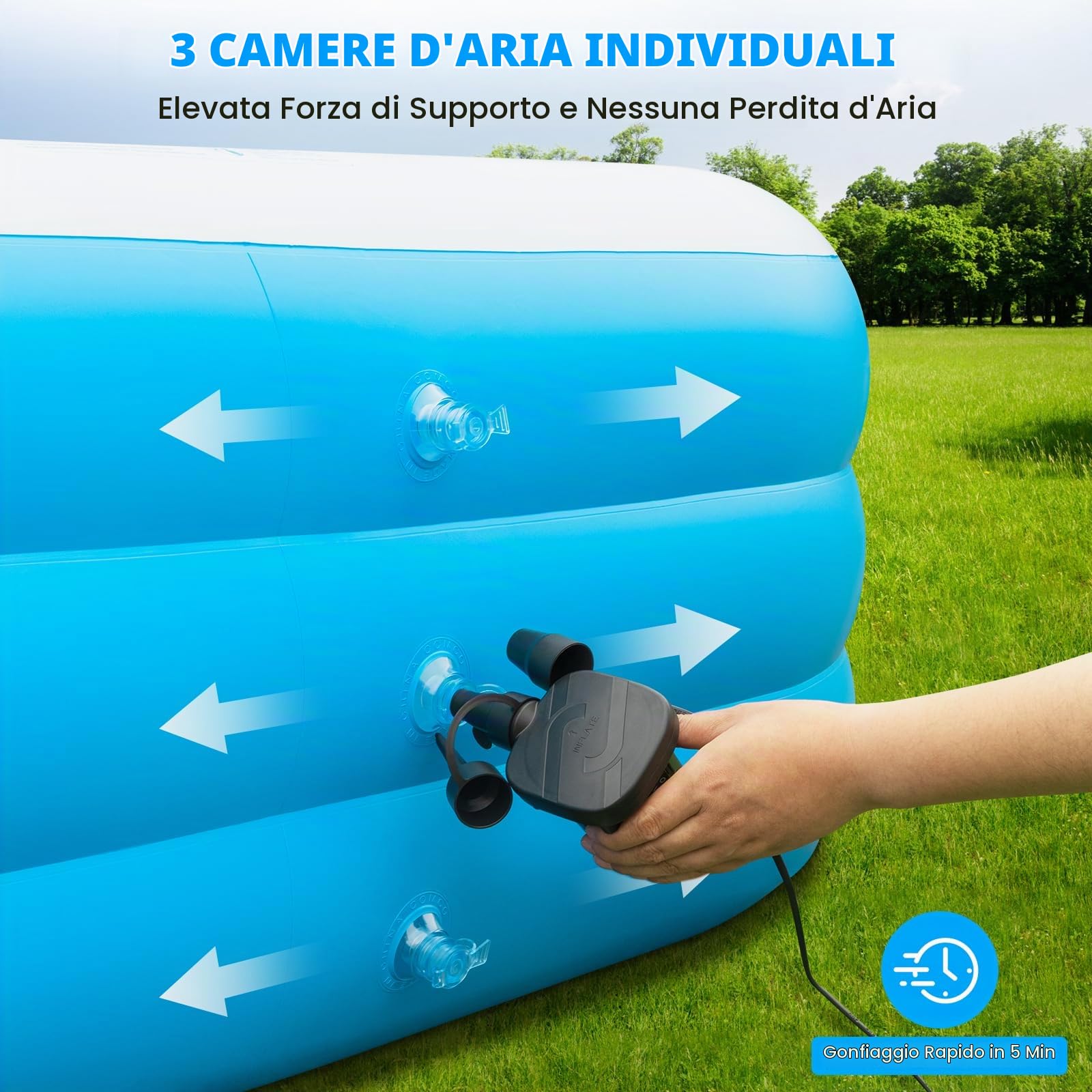 Piscina gonfiabile extra large per adulti, 457 x 193 x 55 cm, piscina spessa di grandi dimensioni con pompa ad aria, piscine grandi per cortile, giardino, prato, interno