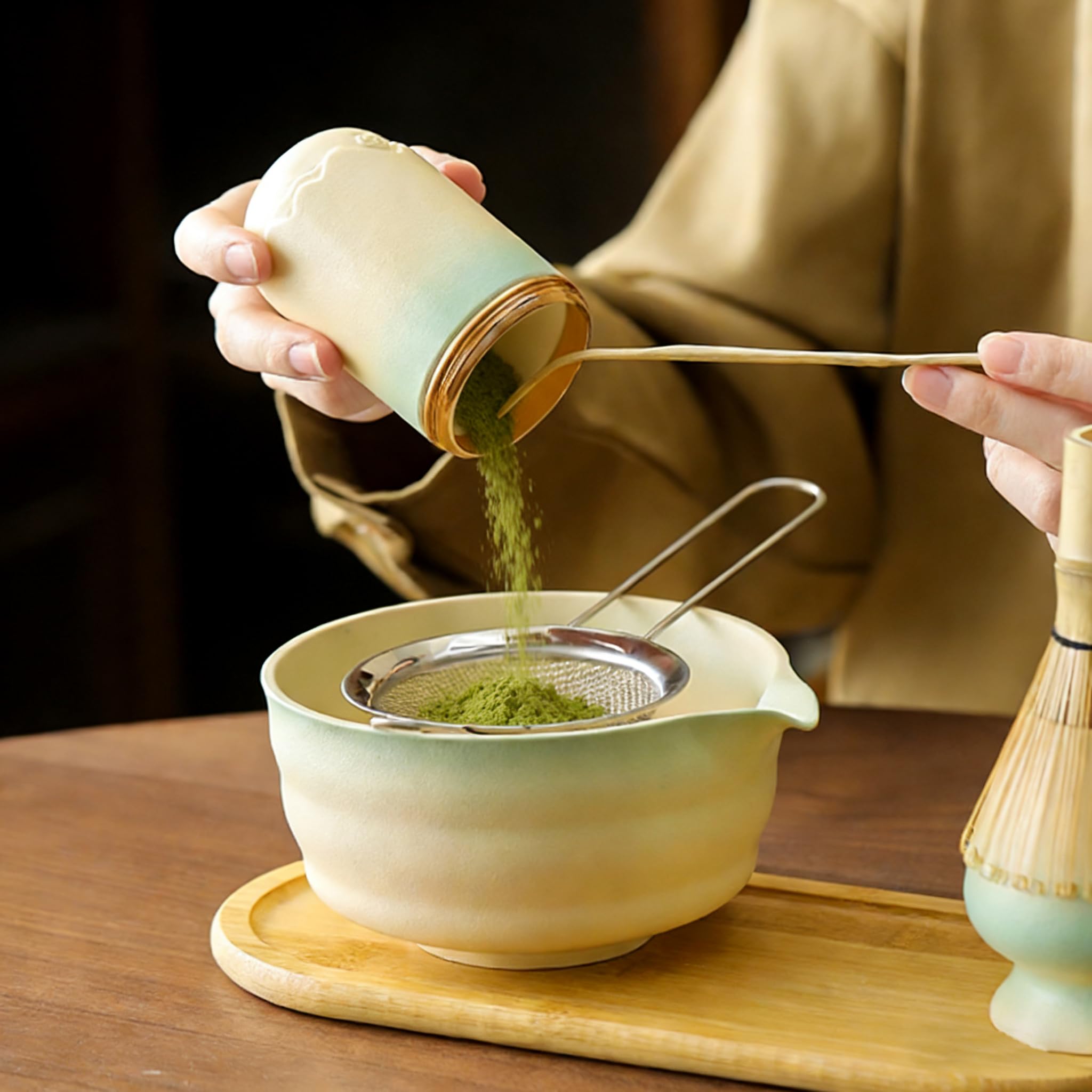 Amazon | WIDJKFYF 抹茶セット 茶道具6点セット 茶碗・百本立竹製茶筅