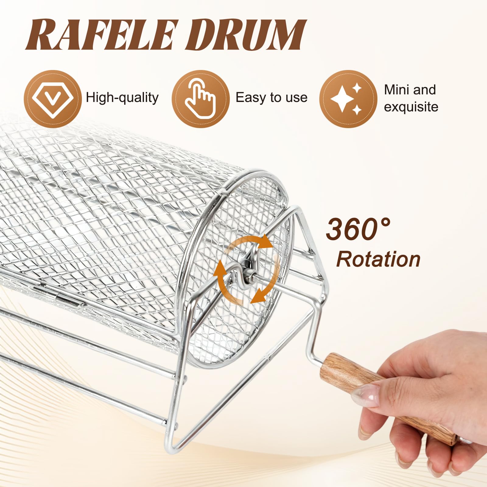 Raffle Drum, Upgraded Raffle Ticket Spinner Drum with Wooden Turning Handle, Metal Lottery Spinning Drawing - Image 3