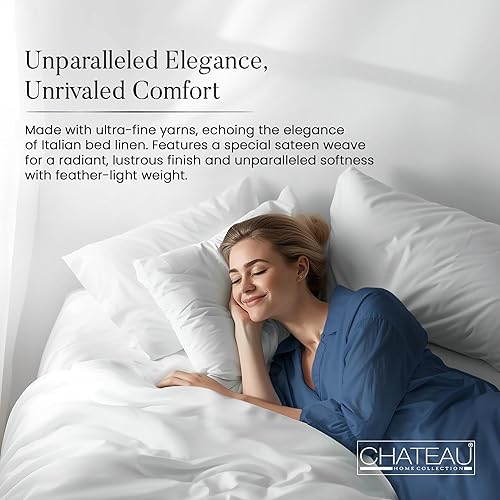 Miniatura 3 de CHATEAU HOME COLLECTION Juego de sábanas de 100 % algodón tamaño Queen, certificado de 1000 hilos, transpirable, suave y cómodo, tejido de satén,