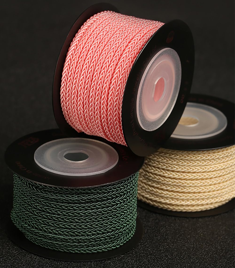Hilo para enfilar, Satin Nylon Trim Cord, Braided Cord Thread,Rattail, Macrame Thread String for Chinese Knotting, Kumihimo, Beading, Macrame, Jewelry Making, Sewing(Light Pink)