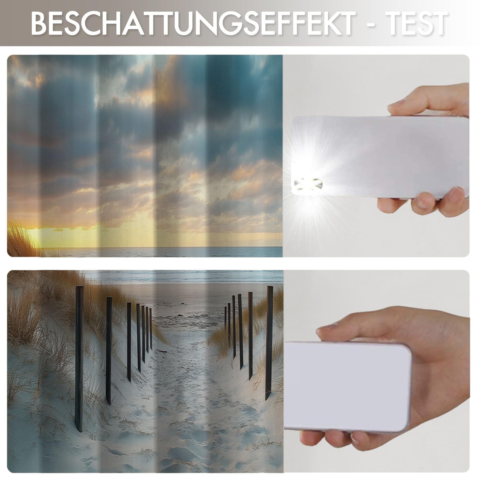 Vorhang Blickdicht Vorhänge Verdunkelungsvorhang,Ruhiger Strand Gardinen Mit Ösen Wohnzimmer Schlafzimmer,Natur Sonnenuntergang Thermovorhang 3D H 214 x B 132 cm Ösenschal 2Er Set