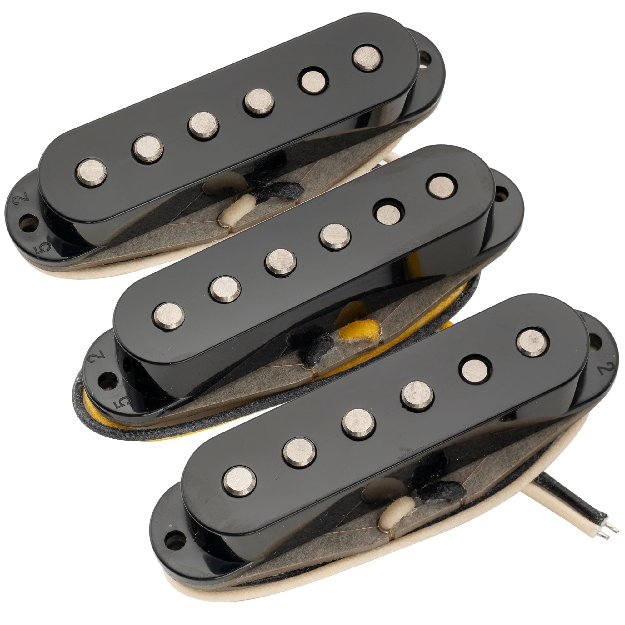Musiclily Pro ST-FAT50S Staggered Alnico 5 Pickup Single Coil Manico Centrale Ponte Set per Chitarra Elettrica tipo Strat, Nero