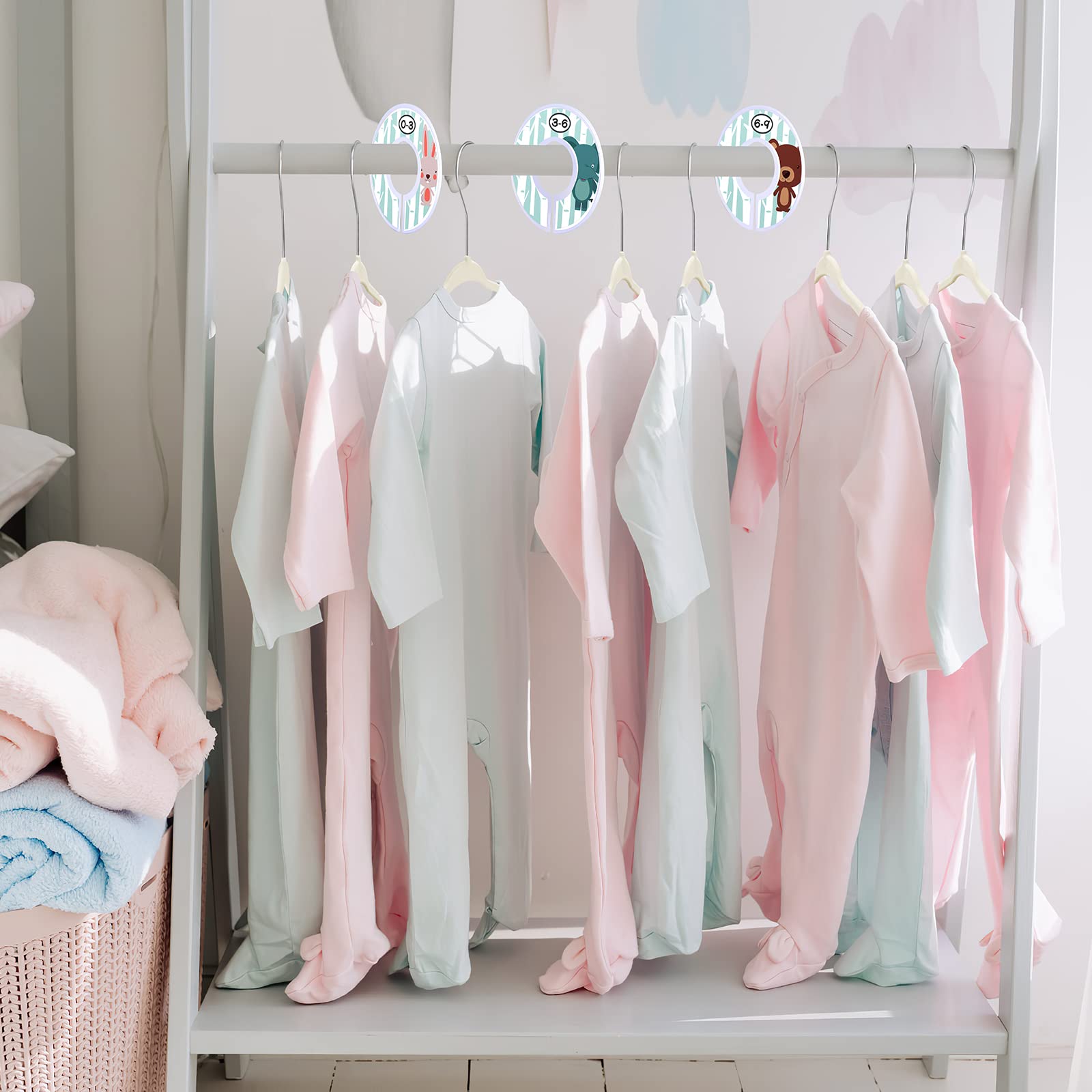 VIS'V Samt-Baby-Kleiderbügel mit 6 Trennwänden, 27,9 cm, Beige, 50 Stück
