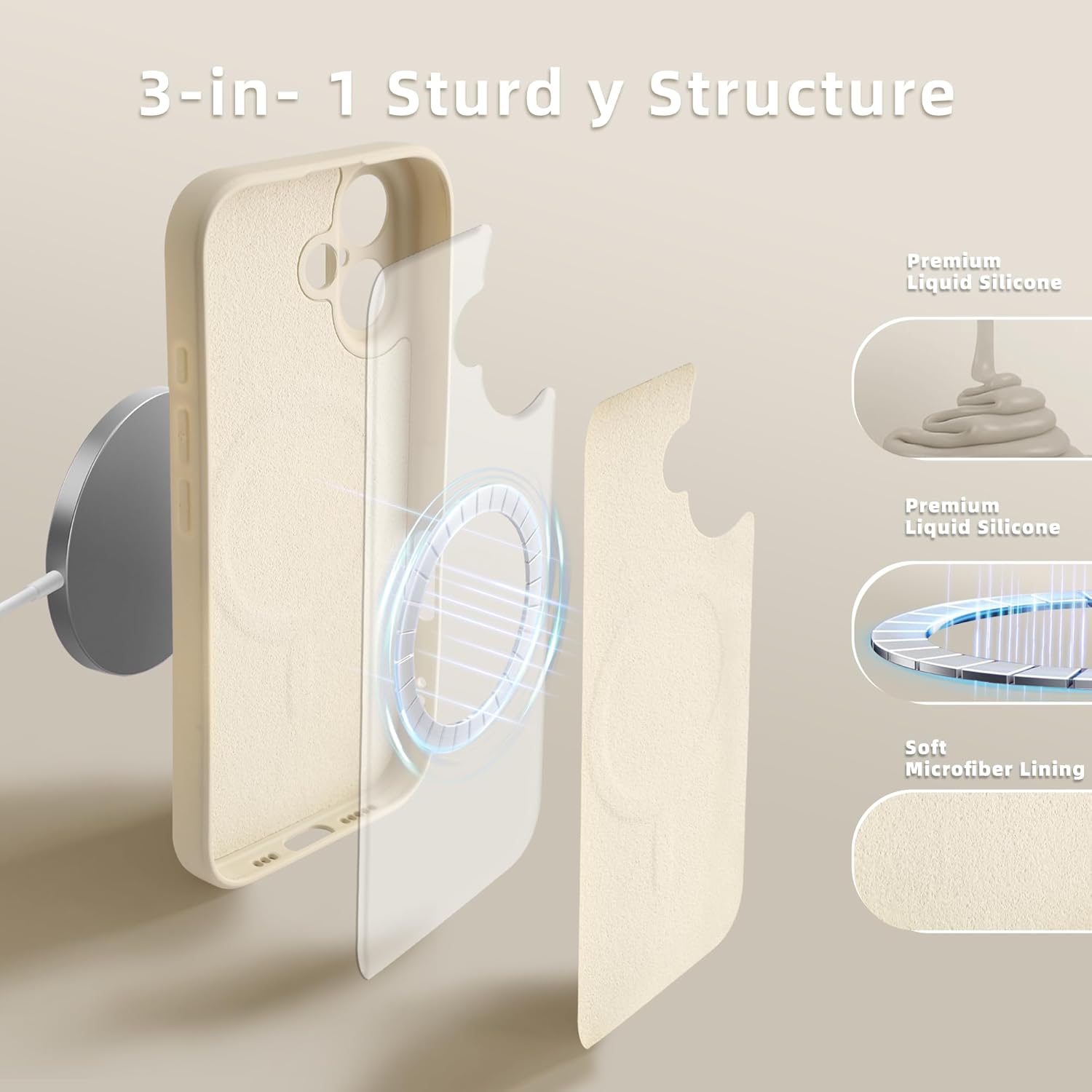 Idocolors Cute Teddy Bear Case for iPhone 16 6.1-Inch, Bow Magnetic Phone Case, Compatible with MagSafe, Silky-Soft Touch Liquid Silicone Phone Cover with Camera Lens Full Protection - Image 6