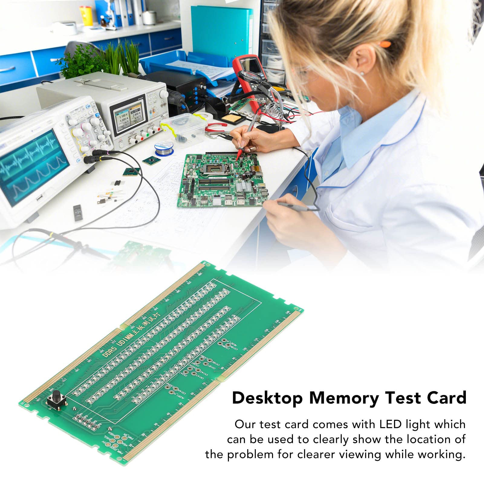 Tester gniazda pamięci RAM, karta testowa karty testowej, płyta główna Ddr5, tester gniazd pamięci, testery komponentów kart (zielony)