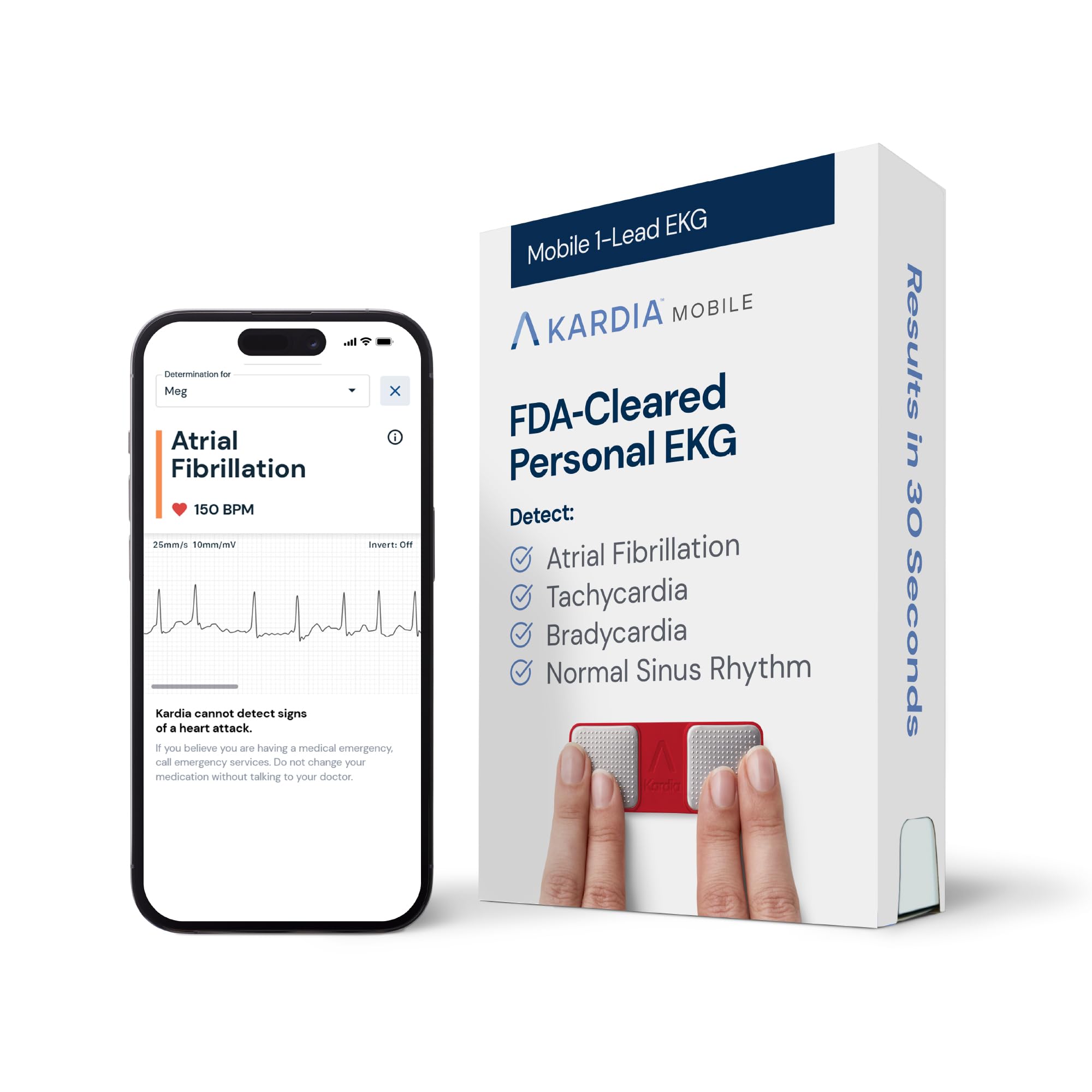 KardiaMobile 1-Lead EKG Monitor, Medical-Grade FDA-Cleared Personal Heart Monitor, Detects Normal, AFib & Arrhythmias, Unlimited Recordings, 30 Second Results, Works with most Smartphones, Pocket-size