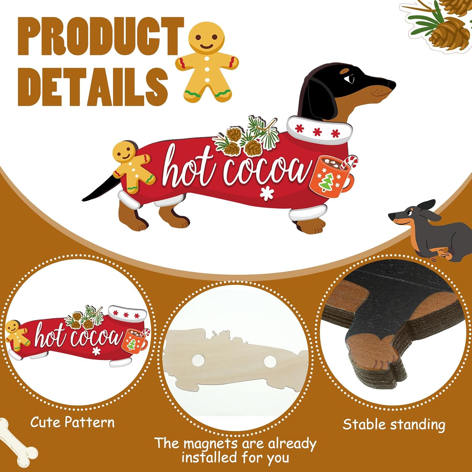 Barydat 16 Pcs Interchangeable Dachshund Table Sign Weiner Decor, Dog image 3