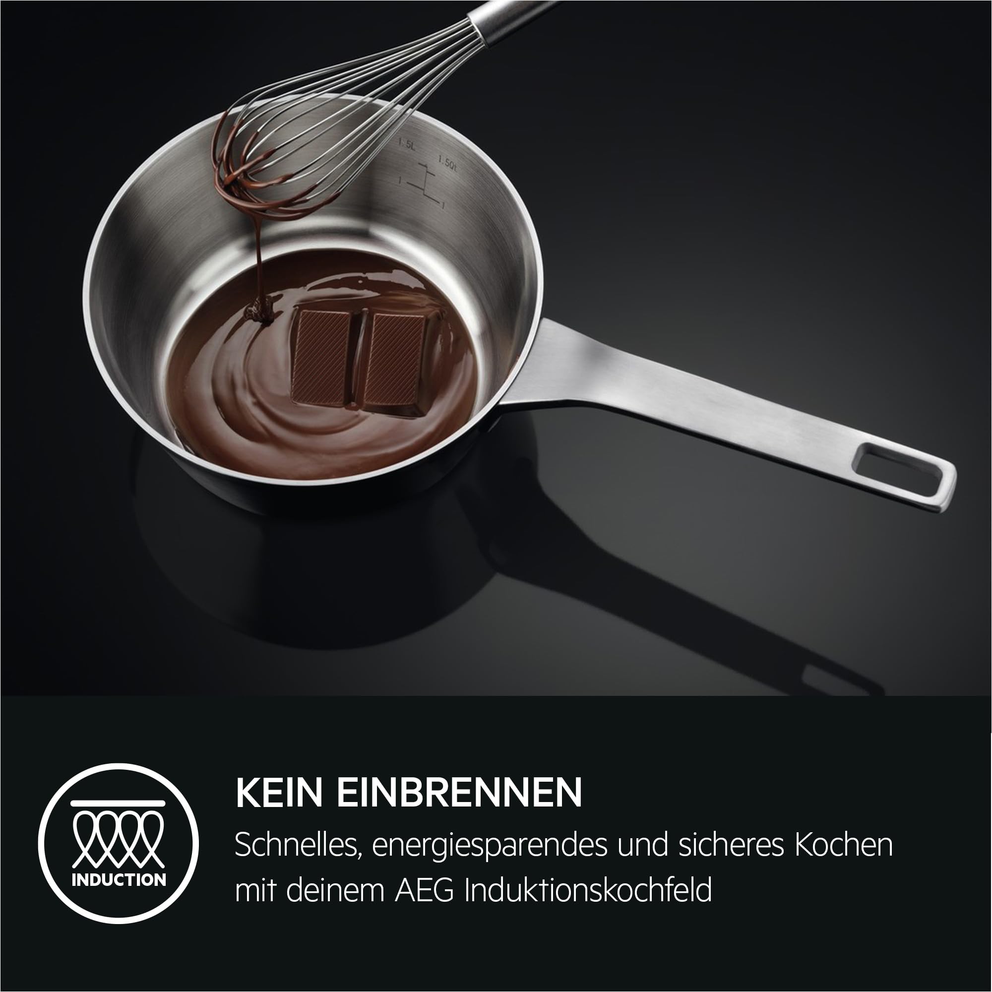AEG Induktionskochfeld autark 60cm 4 Flex-Kochzonen Powerfunktion 14 Stufen SuperFlat Rahmen Timer Touch-Bedienung Haubenautomatik TO64IA0AXB