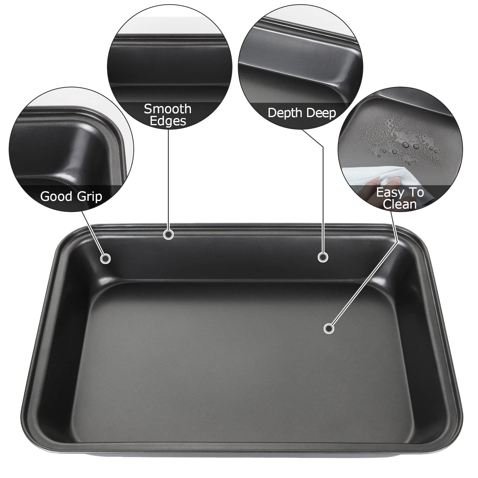 Juego de 4 bandejas antiadherentes para horno, 3 tamaños, acero al carbono, 30/32/34 cm, juego de bandejas de horno negras para horno, cocina, hogar, apto para lavavajillas