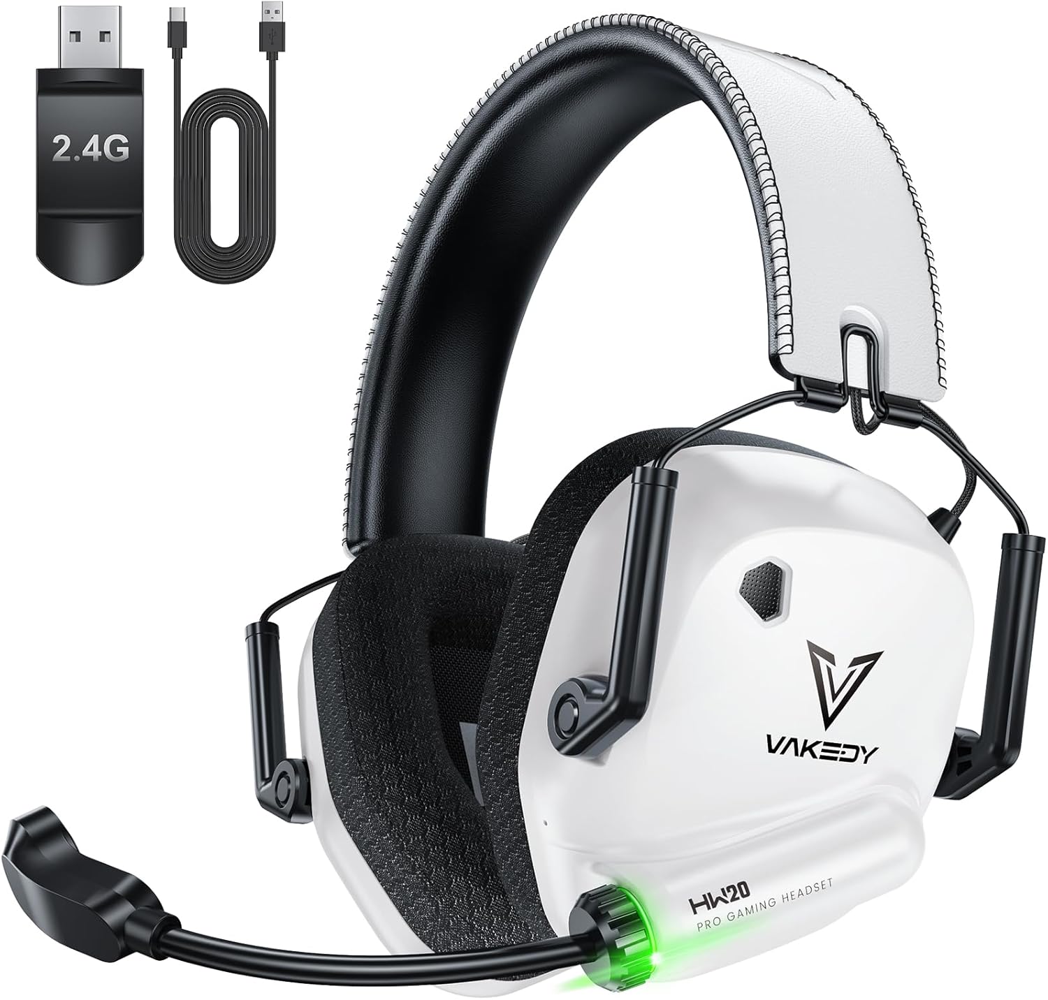 Wireless Gaming Headset for PC, PS5, PS4, Mac, Switch, Bluetooth 5.4 Headphones with Noise Cancelling Mic, 2.4GHz USB Dongle, 50mm Driver Stereo Sound, 50H Playtime(White/Black) Wireless Gaming Headset for PC, PS5, PS4, Mac, Switch, Bluetooth 5.4 Headphones with Noise Cancelling Mic, 2.4GHz USB Dongle, 50mm Driver Stereo Sound, 50H Playtime(White/Black)