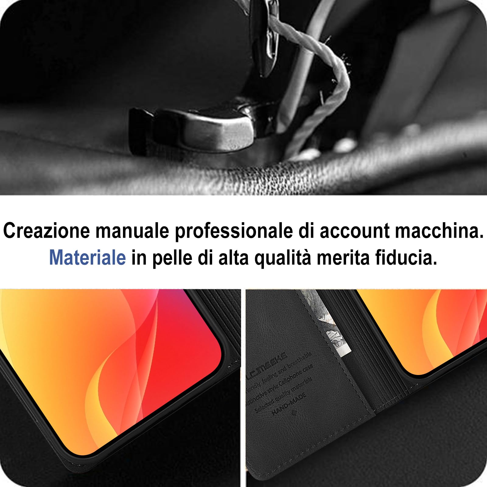 Cover per Samsung Galaxy S24 Ultra Custodia con Vetro Temperato, Premium PU Portafoglio Slot per Scheda RFID Antifurto Funzione Supporto Flip Case, Antiurto per Samsung S24 Ultra 5G Cover (Nero)