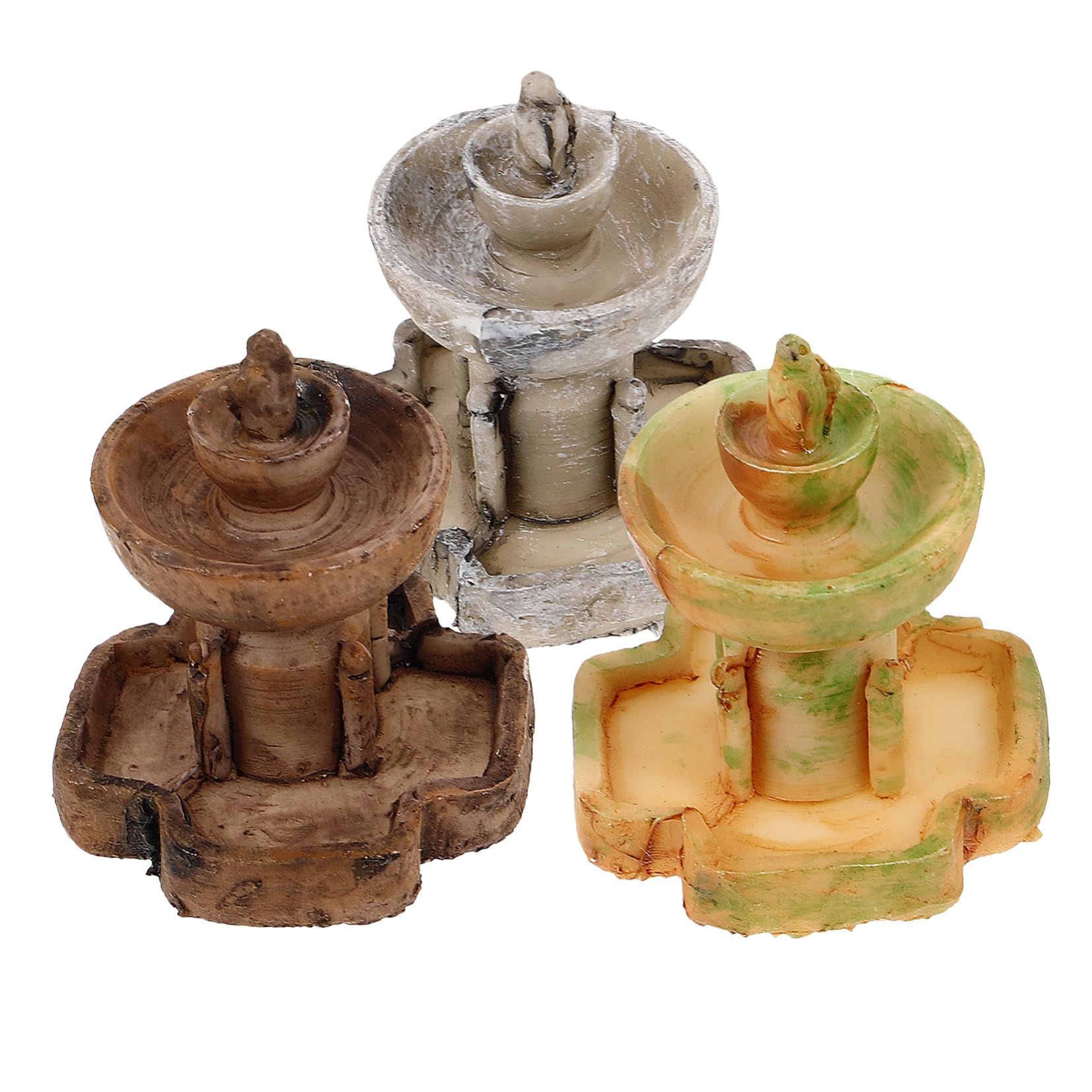 GANAZONO 3Pcs Micro Landscape Decoration Miniature Fountain Decor Resin Water Fountain Ornament for Garden Tabletop Fish Tank Fairy Garden and Home