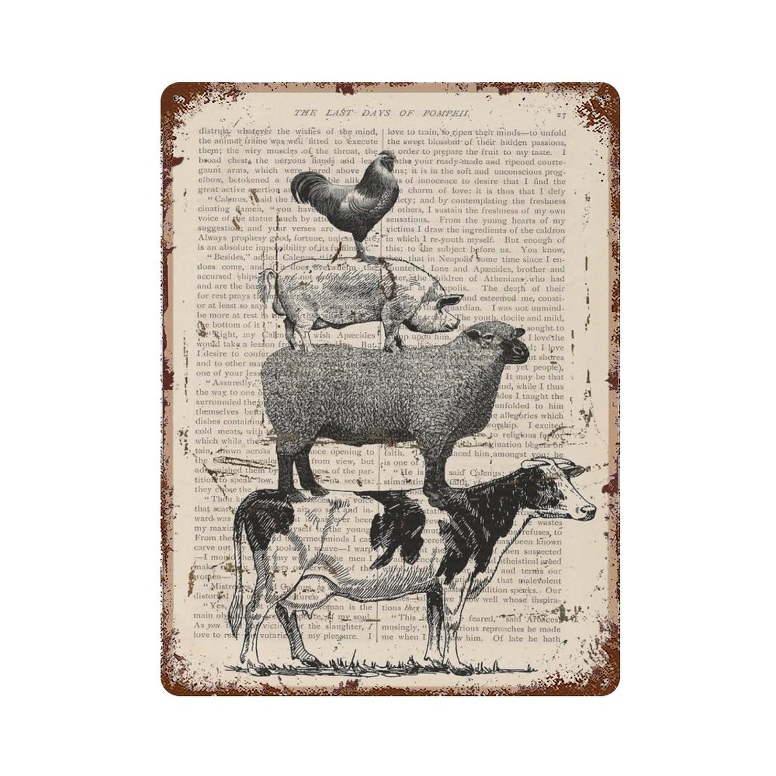 AOOEDM Chicken Vintage Metal Sign for Home Shop Coffee Garage Man Cave Signs Wall Plaque Kitchen Bar Sign Wall Decor Poster