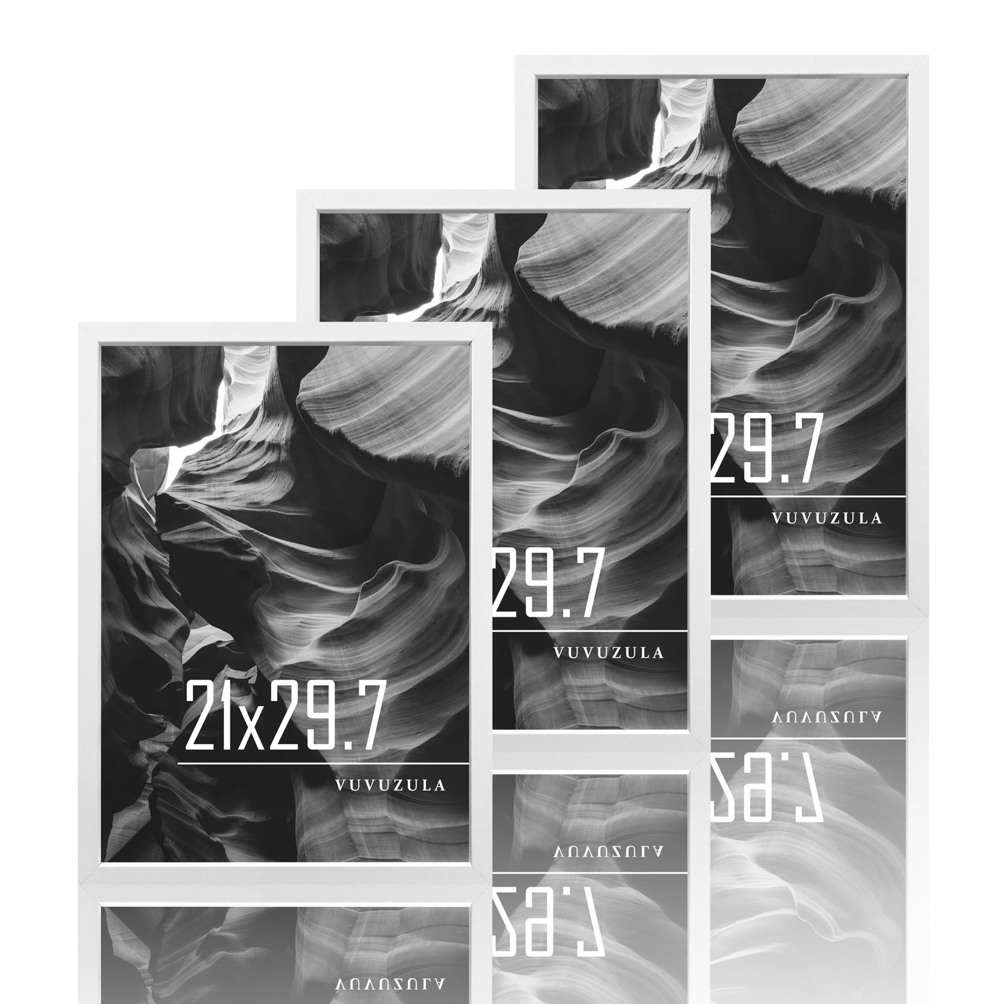 VUVUZULA Bilderrahmen 20x30cm Schwarz Holz 3er Set Holzrahmen Fotorahmen MDF Rahmen