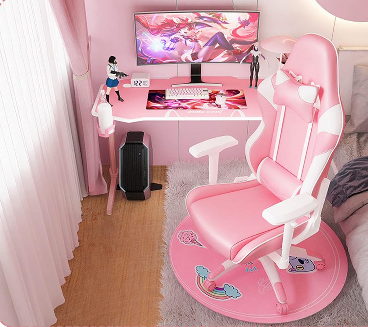 GFSDGF Gaming Desk And Chair Set Adults, Ergonomic Office Chair Fabric,Extra Large Modern