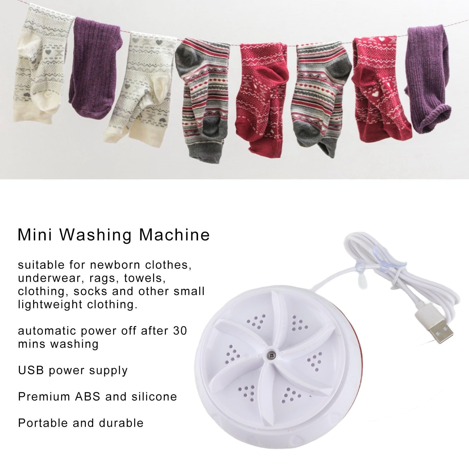 Sonew Tragbare Mini-Waschmaschine, 30 Minuten Waschautomatik Tragbare Waschmaschine für Wohnung, Wäsche, Camping, Wohnmobil, Reisen