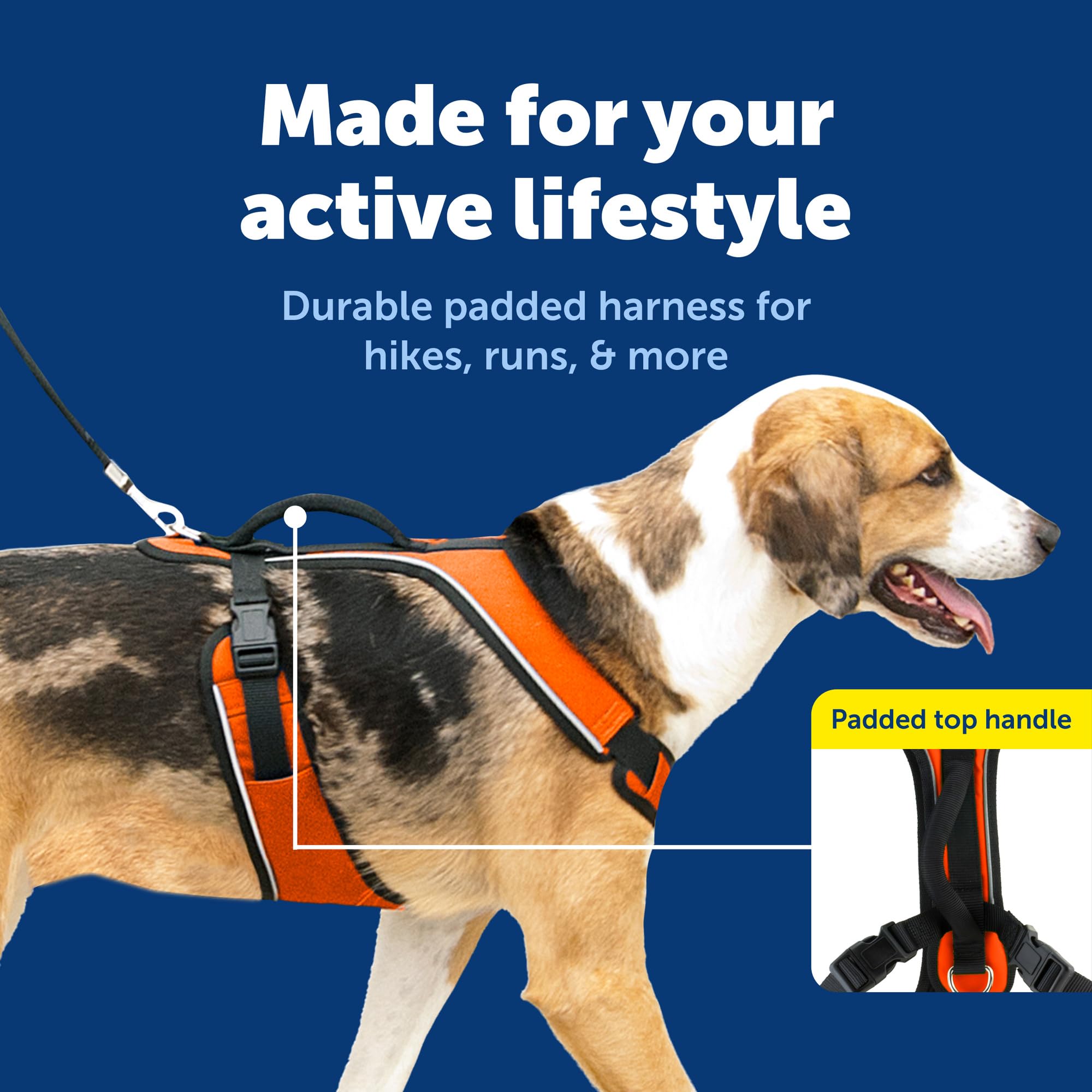 PetSafe EasySport Harnais rembourré réglable pour Chien avec poignée de contrôle et Passepoil réfléchissant Orange Taille L