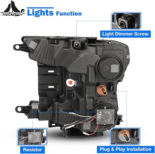 Miniatura 4 de WOLFSTORM Faros LED para Ford F150 2018-2020 con modelos halógenos de fábrica solamente DRL y diseño de luz direccional no compatible con Ford F150