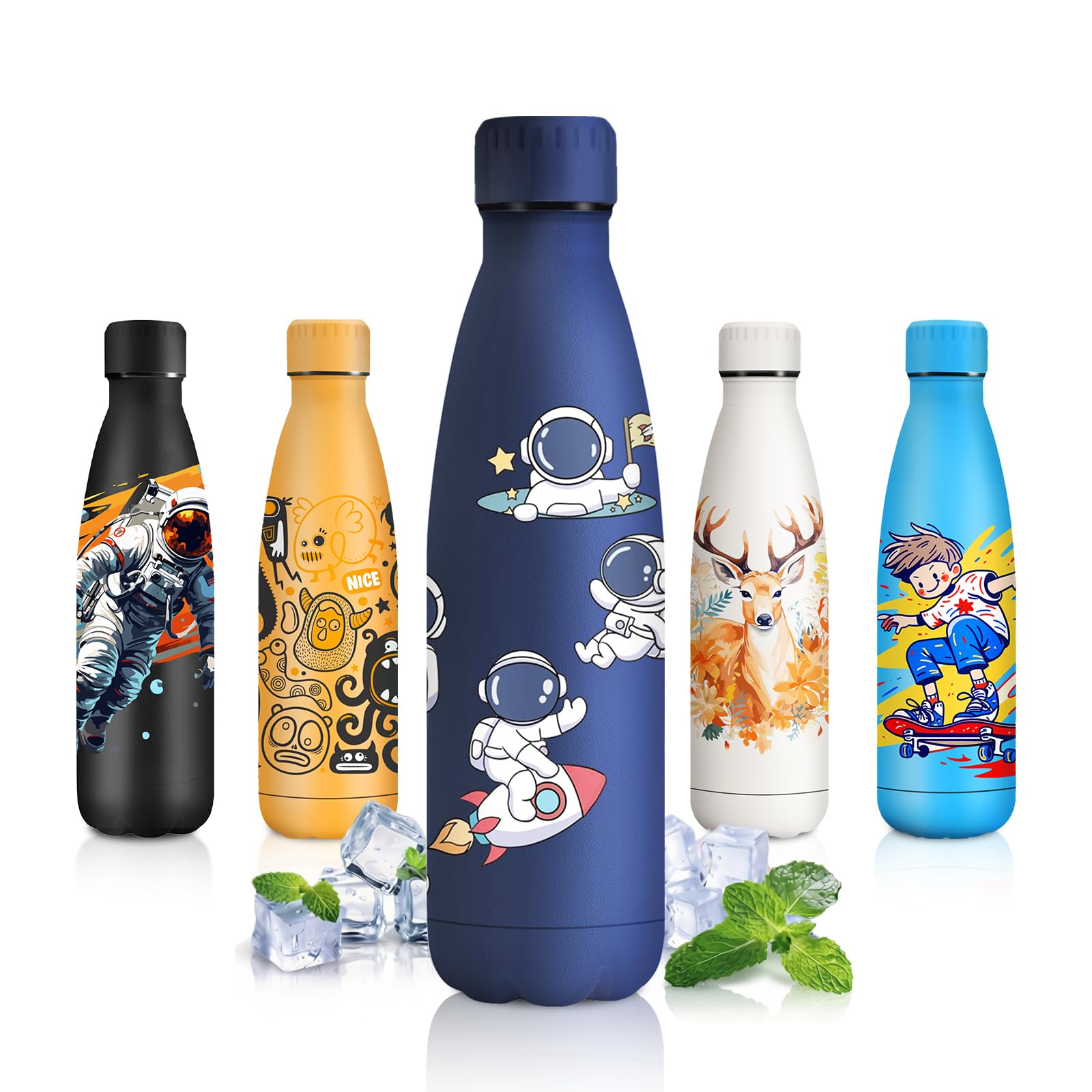 Bottiglia Termica 500ml, a Prova di Perdite, Personalizzata, senza BPA, Doppia Parete, Bottiglia Termica per Ragazzi, Ragazze, Palestra, Outdoor - 1