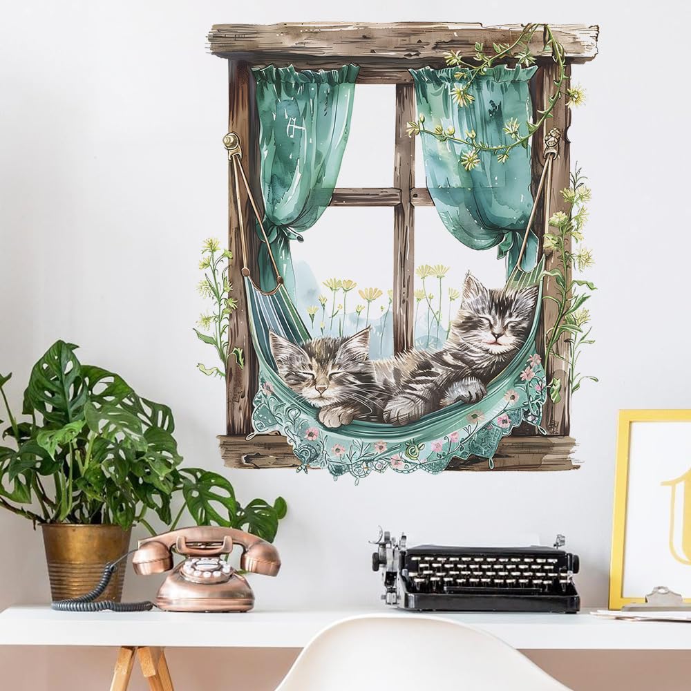 Amazon.co.jp: Mestiker 3d 風景 木製の窓 偽窓ステッカー ポスター 窓