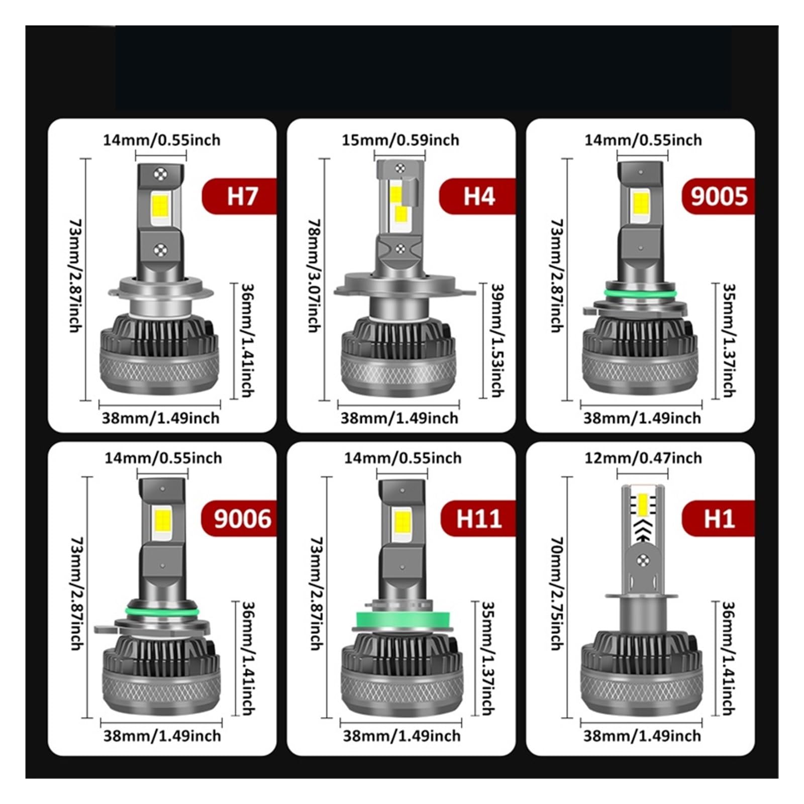 50000LM H7 H11 LED Canbus bombillas de faros de coche H4 H1 HB3 9005 HB4 9006 9012 LED 200W lámpara de coche 6000K luz blanca del coche(CANBUS_H4)