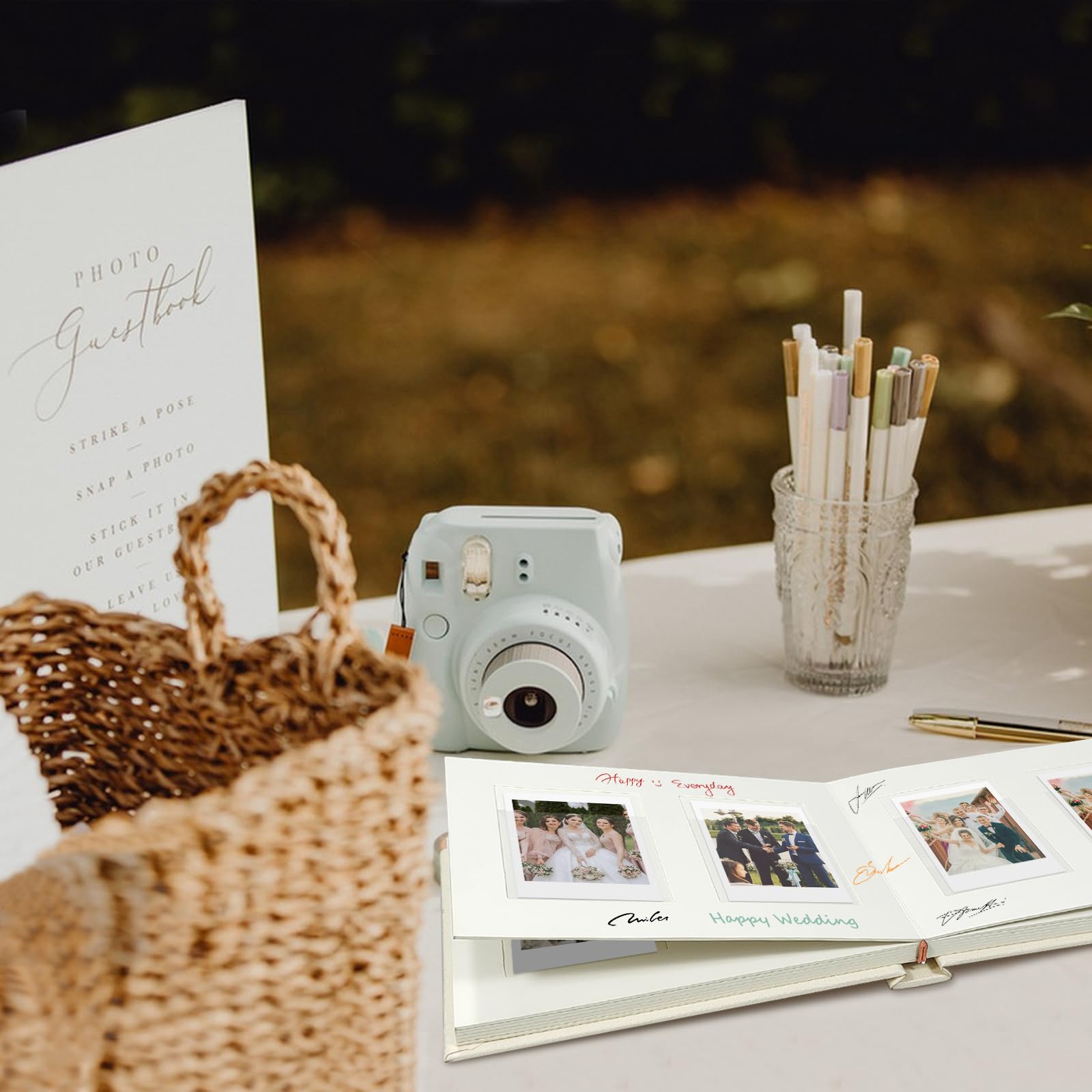 Instax Mini-Fotoalbum mit Platz zum Schreiben, 52 Taschen, Leineneinband mit Frontfenster, kompatibel mit Fujifilm, Polaroid, HP-Kettenrad & KPOP-Fotokarten, kuword Premium-Fotobuch, Geschenk, Beige