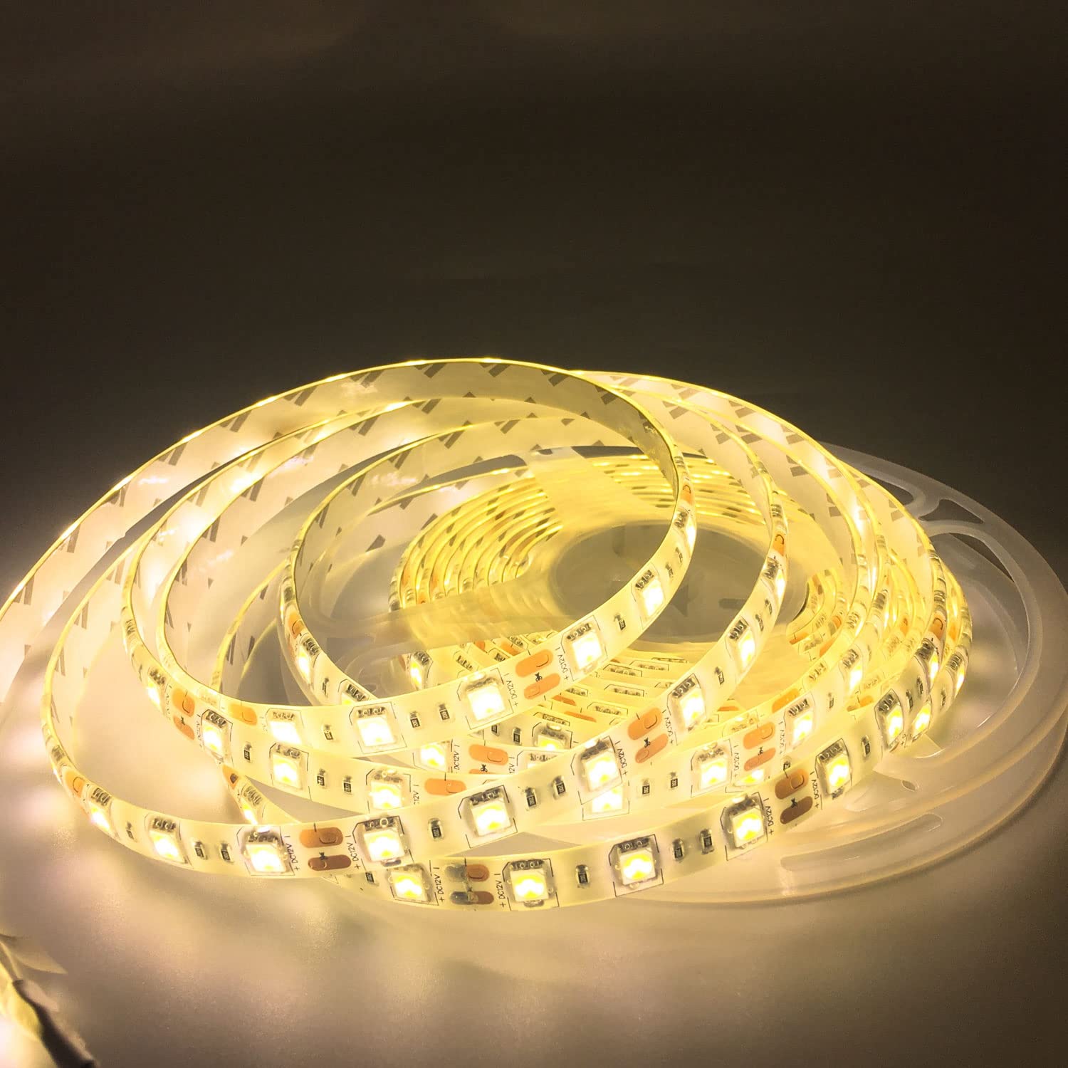 IQMACT LED Strip Lights 5050 Warm White 3500K, 12V 300 Units Flexible Rope Tape Light, for Bedroom, Cabinet, Kitchen, Closet, RV, Boat, Indoor Outdoor 16.4ft